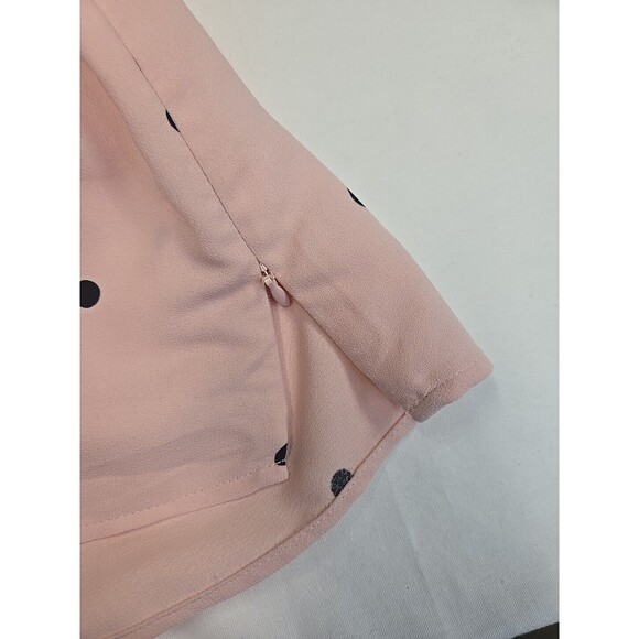 Talbots Women's Size Large Polka Dot Blouse Top Size Pink Black 3/4 Bell Sleeves - Picture 5 of 8